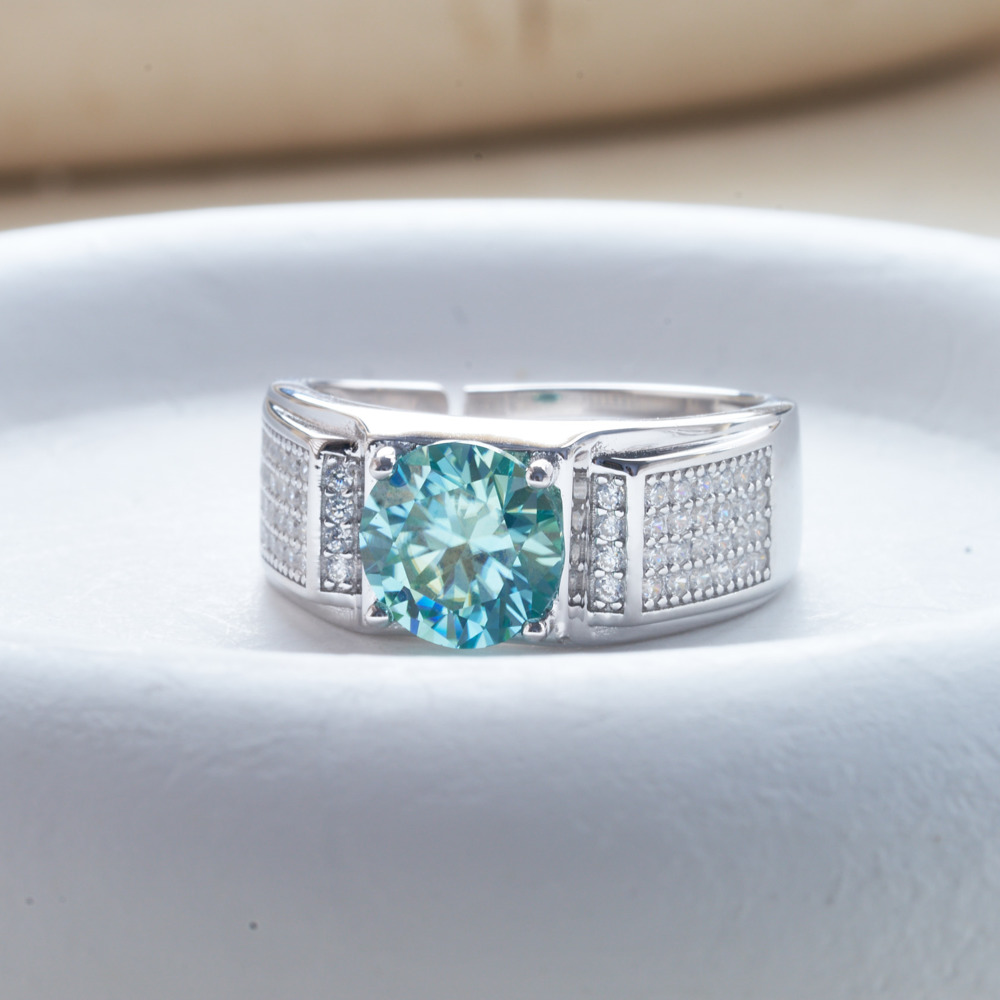 Moissanite Engagement Ring 1 Carat - 1 carat natural blue color moissanite