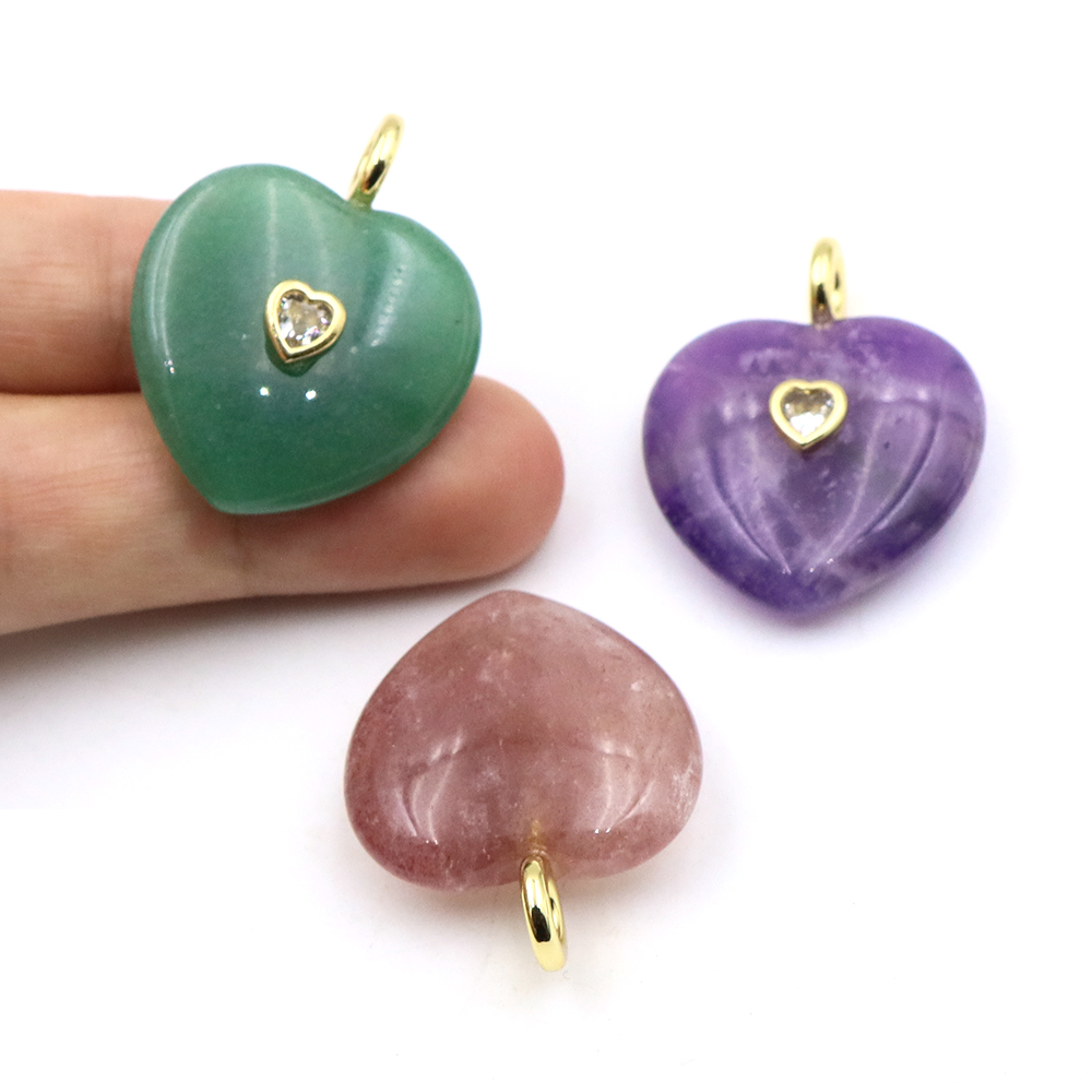 Crystal Pendant Necklace Natural Stone - Carved Natural Healing Crystal Heart Stone