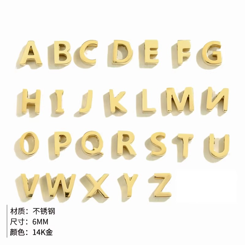 A-Z Letter Charms Set 4 Styles - Initial Letter Necklace 18K Gold ulasan dan harga