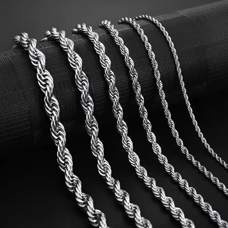 2/3/4MM 16-24 Inches Rope Chai - 925 Sterling Silver Chain Necklace Men ulasan dan harga