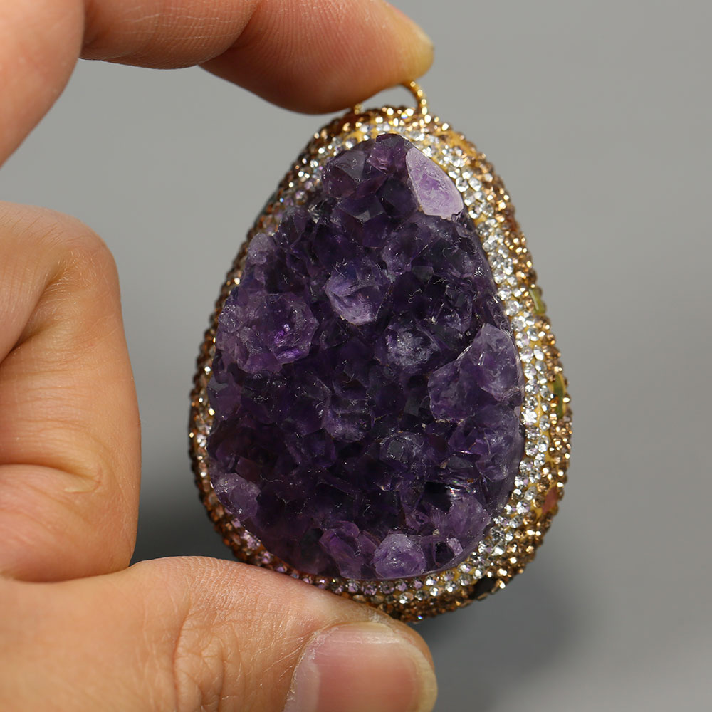 Natural Purple Amethyst Quartz - Crystal Pendant Necklace Natural Stone ulasan dan harga