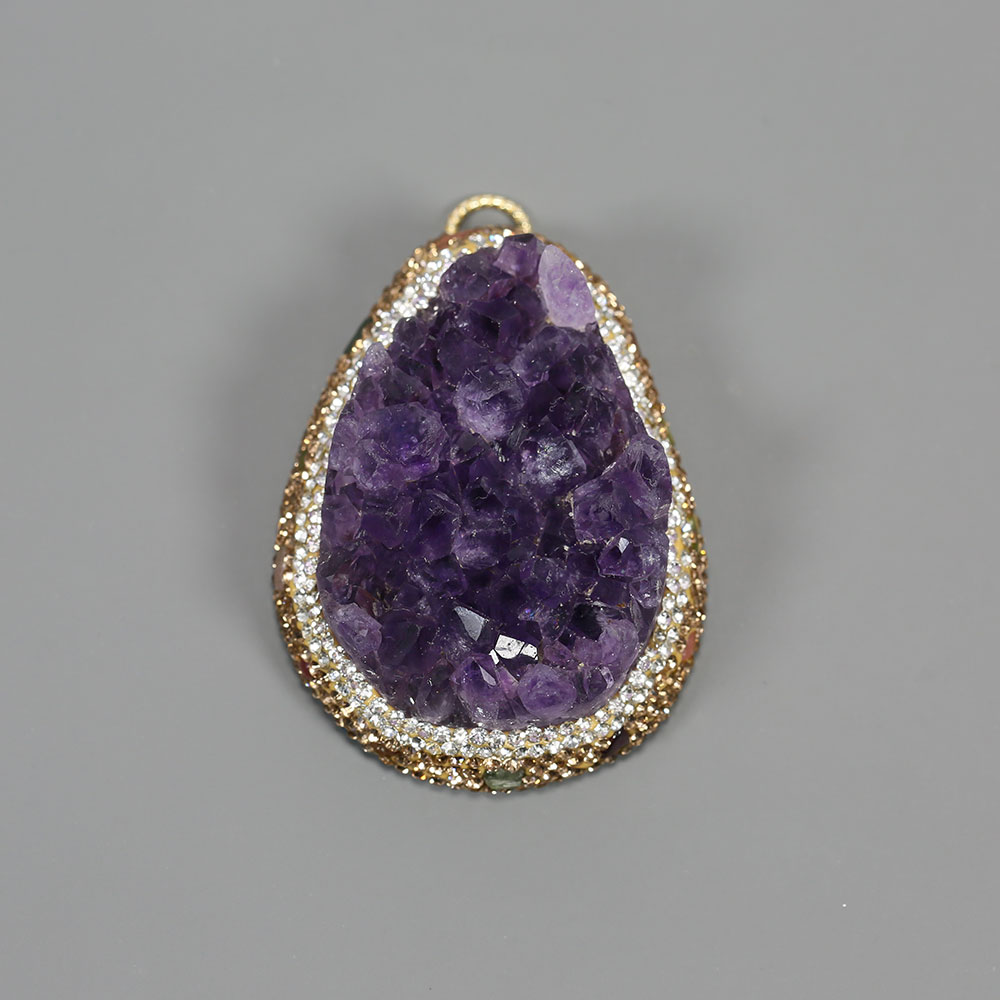 Natural Purple Amethyst Quartz - Crystal Pendant Necklace Natural Stone ulasan dan harga