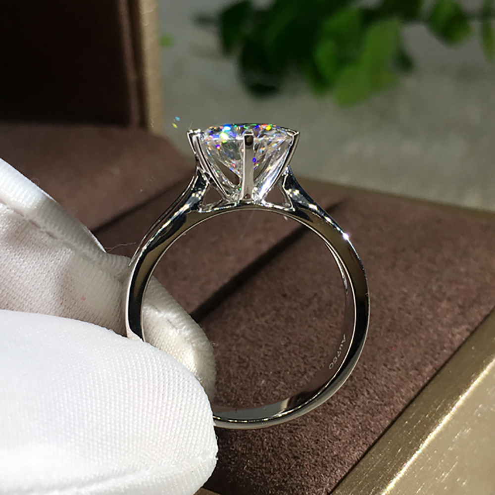 Custom Solid 14K Au585 White G - Moissanite Engagement Ring 1 Carat ulasan dan harga