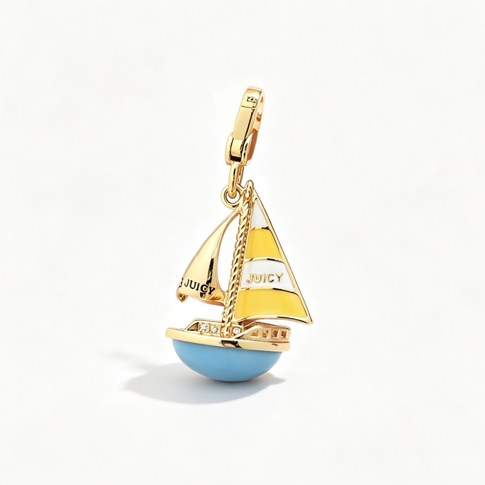 Elegant Enamel Glaze Blue Sail - Initial Letter Necklace 18K Gold ulasan dan harga