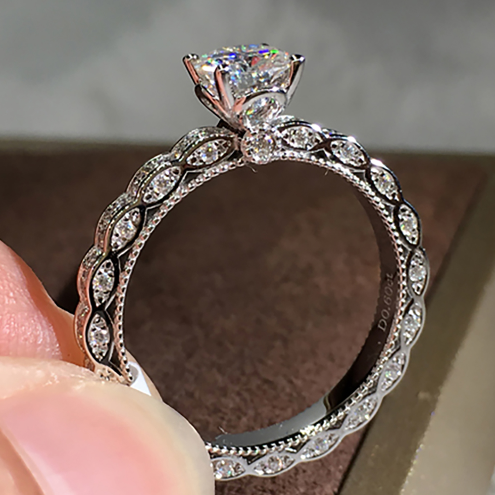 Custom Solid 18K Au750 White G - Moissanite Engagement Ring 1 Carat ulasan dan harga