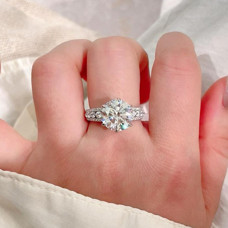 4 Carats High Sparkle Classic  - Moissanite Engagement Ring 1 Carat ulasan dan harga