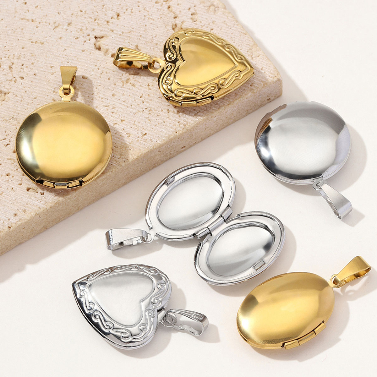 3pcs/Lot Wholesale Stainless S - Heart Locket Necklace Photo ulasan dan harga