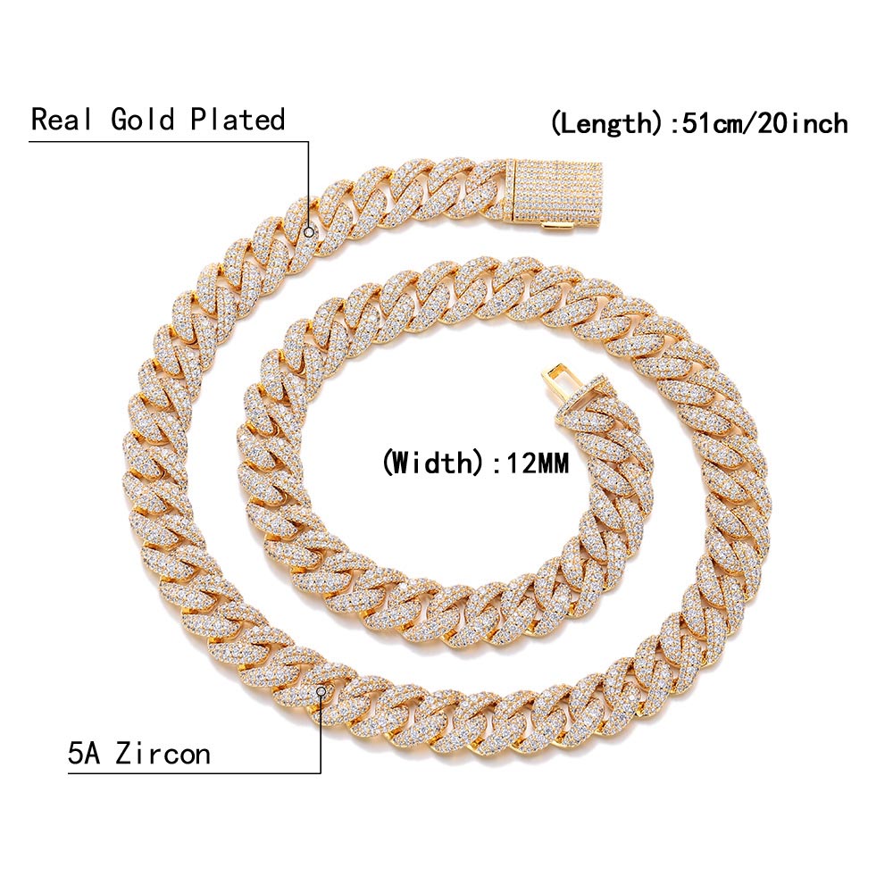 12mm Hip Hop Jewelry Diamond C - Cuban Link Chain 12Mm ulasan dan harga