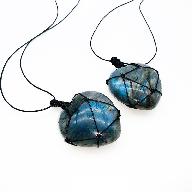 Natural Hand-woven Labradorite - Crystal Pendant Necklace Natural Stone ulasan dan harga