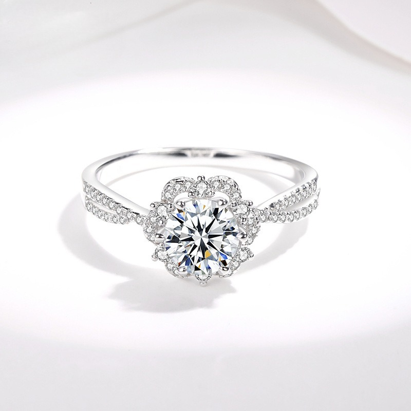 AETEEY S925 Silver Twisted Sha - Moissanite Engagement Ring 1 Carat ulasan dan harga
