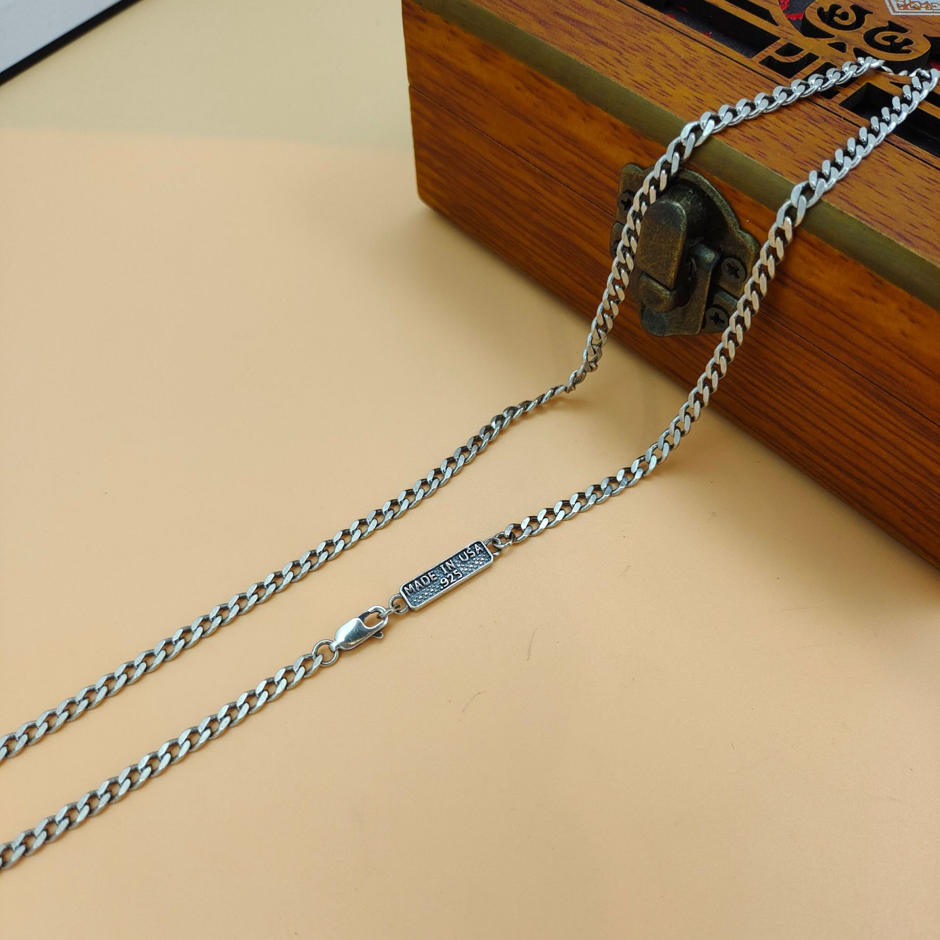S925 sterling silver trendy pe - 925 Sterling Silver Chain Necklace Men ulasan dan harga