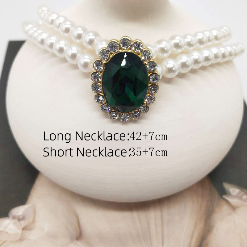 Classic Green Rhinestone Pearl - Pearl Choker Necklace Vintage ulasan dan harga