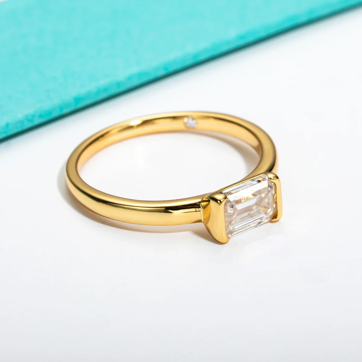 FCGJHW 1 Carat Emerald Cut D C - Moissanite Engagement Ring 1 Carat ulasan dan harga